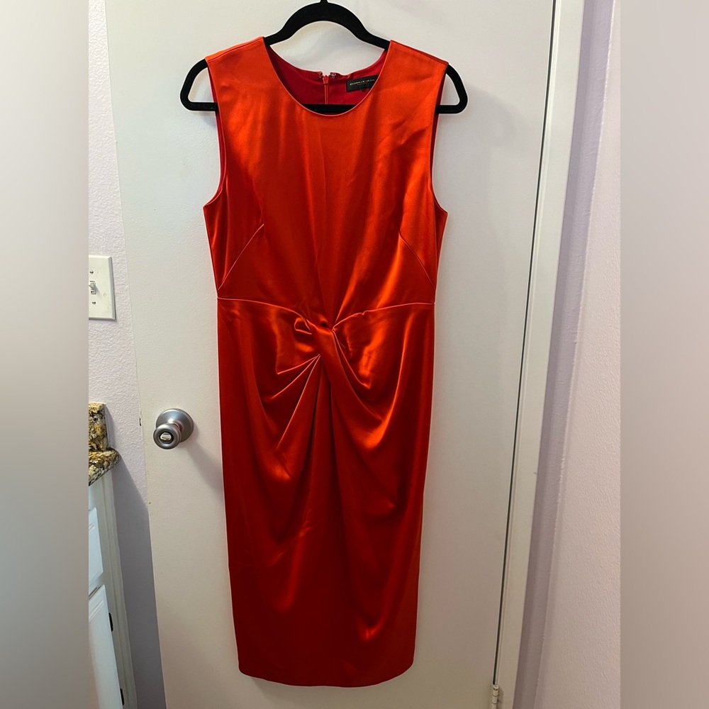 Donna Karan Vibrant Red FIRE Midi Dress EUC PTP 18.5/Stunning